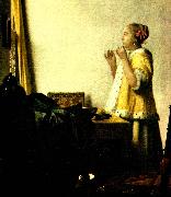 Jan Vermeer ung dam ned parlhalsband oil on canvas